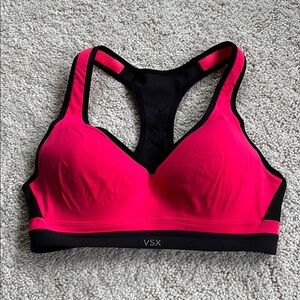 VSX Pink and Black Sports Bra Racerback Design